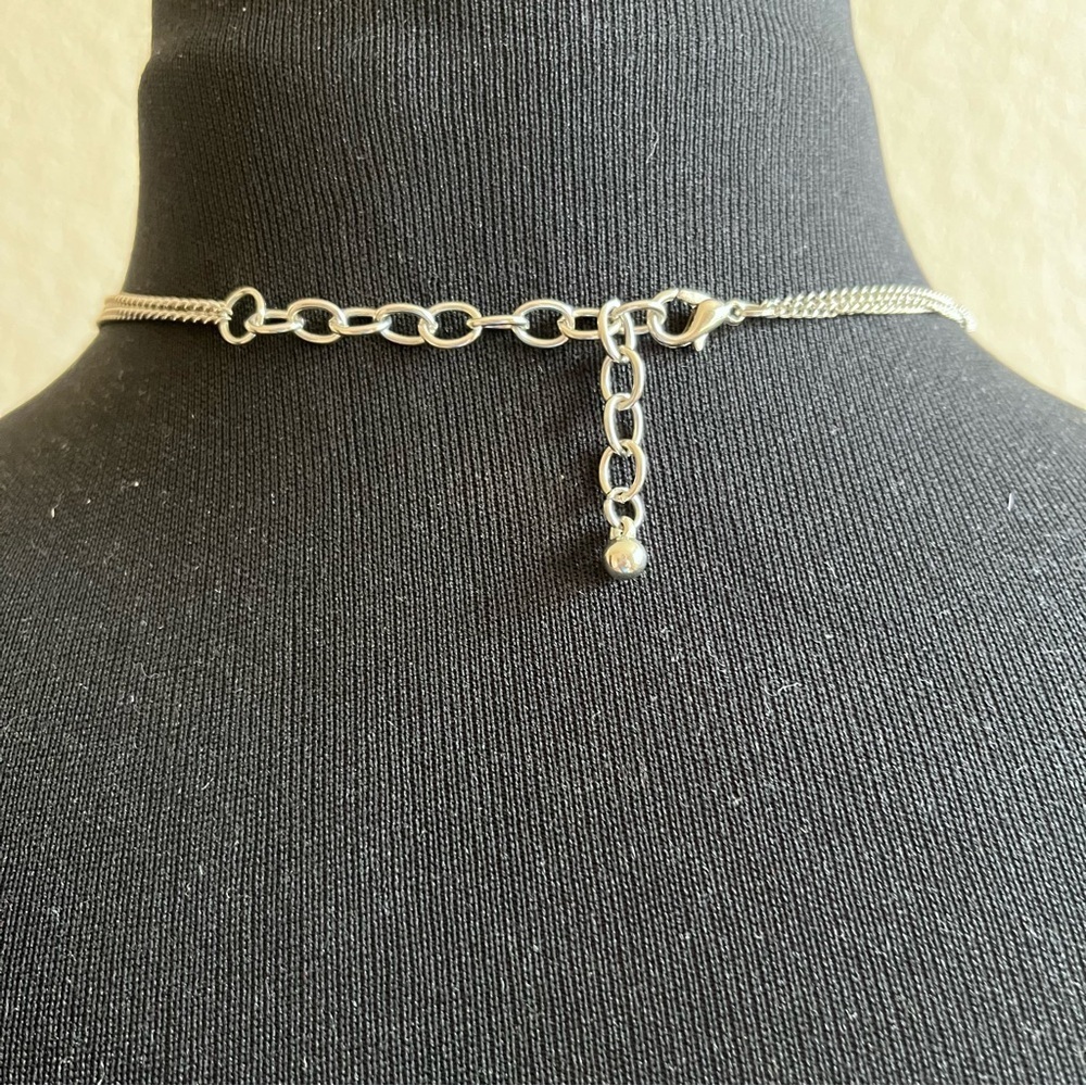 Silver Tone Textured Pendant Y Necklace - Picture 5 of 5